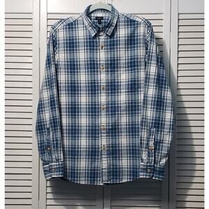 J.Crew McNeary 100% Cotton Button-up Shirt Men's Small Blue‎ Plaid Long Sleeve
